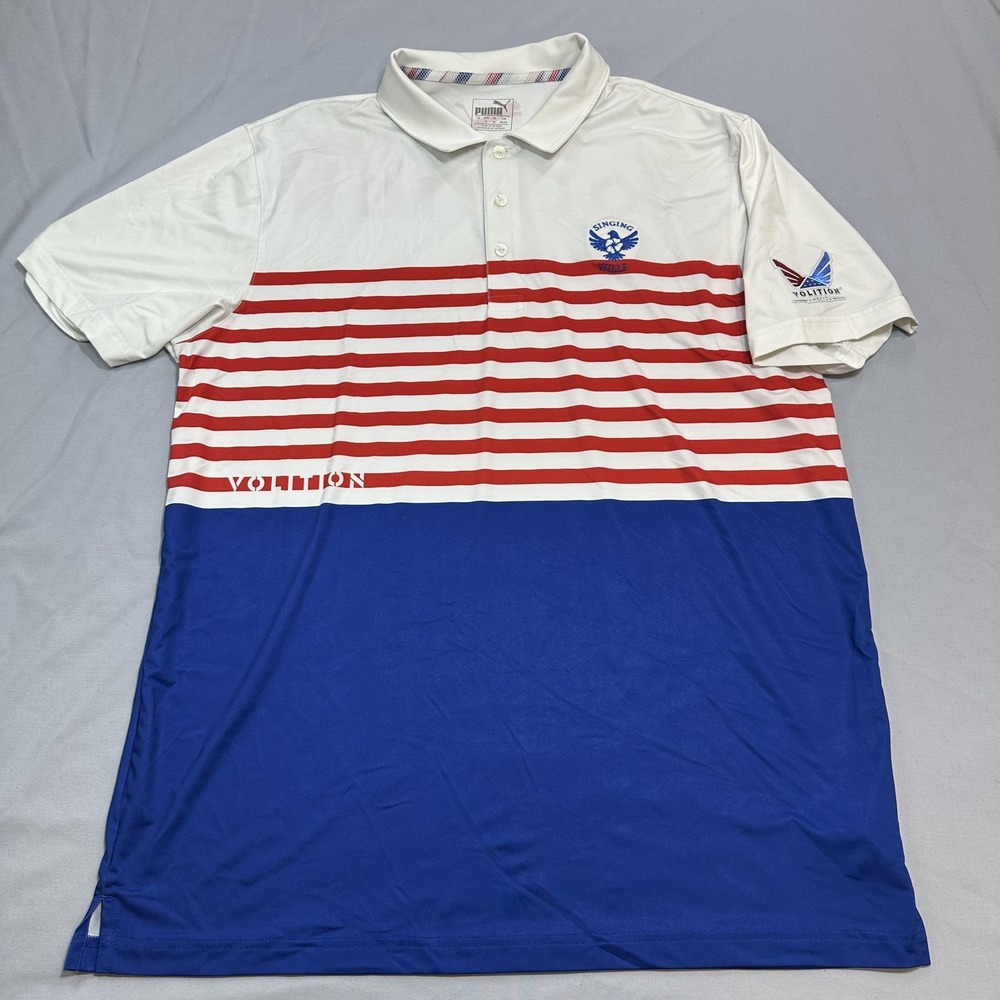 PUMA Polo Shirt Mens L Multicolor Striped Golf Performance Volition America